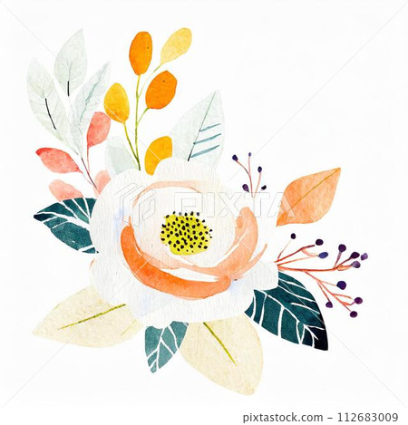 白山茶花風格插畫 112683009