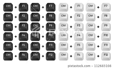 Computer key combinations. Set of key combinations. Command set icons. Computer keyboard button set. Vector Illustration. 112683108