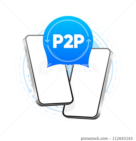 Peer to peer trading. P2P lending. Cryptocurrency. Virtual transaction. Modern style. Vector illustration. 112683183