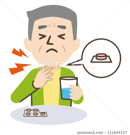 老人家不小心吞下藥品包裝紙的插圖 112684237