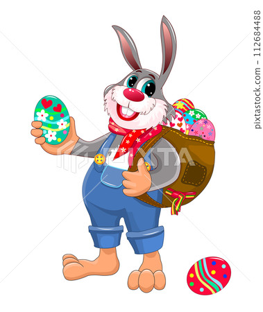 Bunny collects Easter eggs 112684488