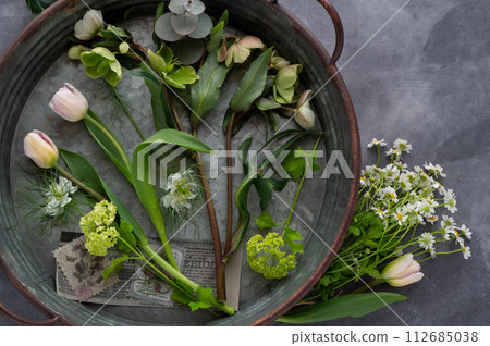 Spring flower display flower arrangement 112685038