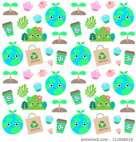 Hand drawn kids pattern world mother earthday and environment Vector illustration 112686018