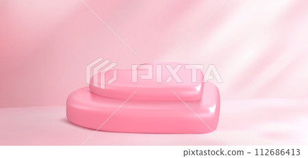 3d pink heart shape product podium background 112686413