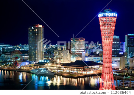 Night view of Kobe City, Kobe Port Tower and Kobe Harborland 112686464