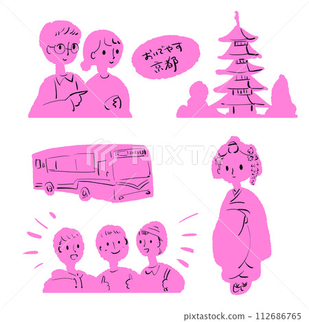 Illustration of a family going on a sightseeing trip 112686765