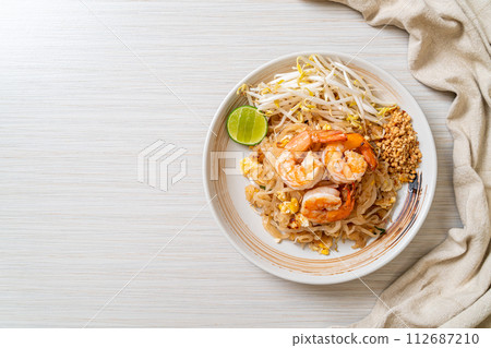stir-fried noodles with shrimp and sprouts or Pad Thai stir-fried noodles with shrimp and sprouts or Pad Thai 112687210