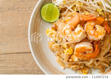 stir-fried noodles with shrimp and sprouts or Pad Thai stir-fried noodles with shrimp and sprouts or Pad Thai 112687218