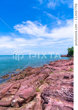 The Pink Coast or Lan Him Chomphu at Chanthaburi in Thailand 112687708