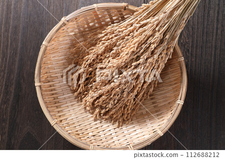 Ears of rice in a colander Ears of rice in a colander 112688212