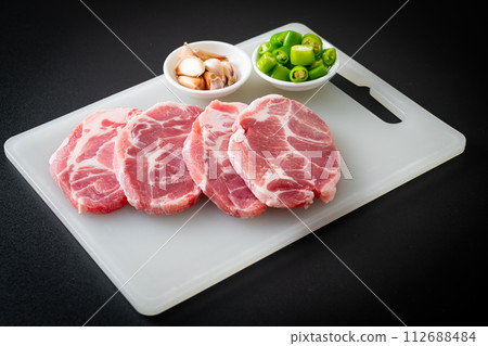 fresh pork neck raw or collar pork 112688484