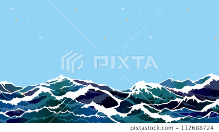 日式背景圖與海浪 日式背景圖與海浪 112688724