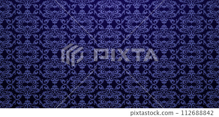 Vector illustration seamlessly wallpaper with ornate pattern dark blue backgrounds for Fashionable modern wallpaper or textiles, book covers, Digital interfaces, graphic printing design templates Vector illustration seamlessly wallpaper with ornate pattern dark blue backgrounds for Fashionable modern wallpaper or textiles, book covers, Digital interfaces, graphic printing design templates 112688842