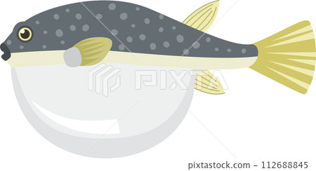 可愛的充氣河豚魚的圖像插圖 112688845