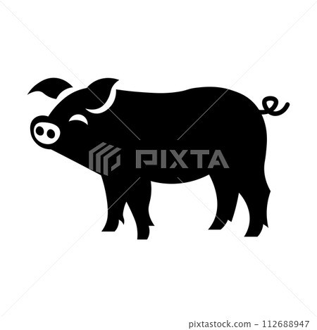 black vector pig icon on white background 112688947