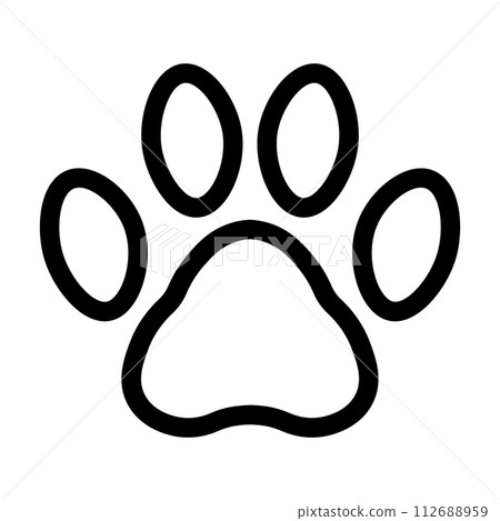 black vector paw icon on white background 112688959