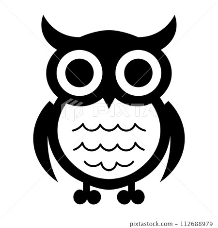 black vector owl icon on white background 112688979