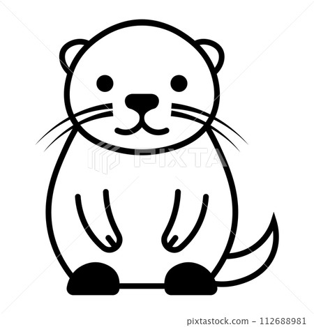 black vector otter icon on white background black vector otter icon on white background 112688981
