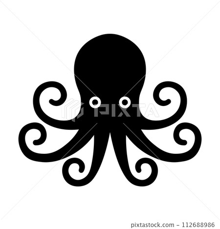 black vector octopus icon on white background 112688986