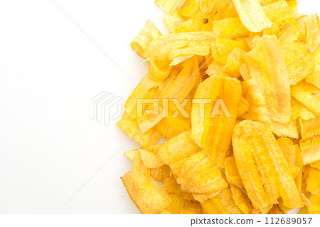 Banana Chips on white background 112689057