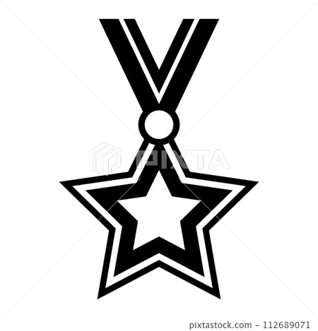 black vector medal icon on white background black vector medal icon on white background 112689071