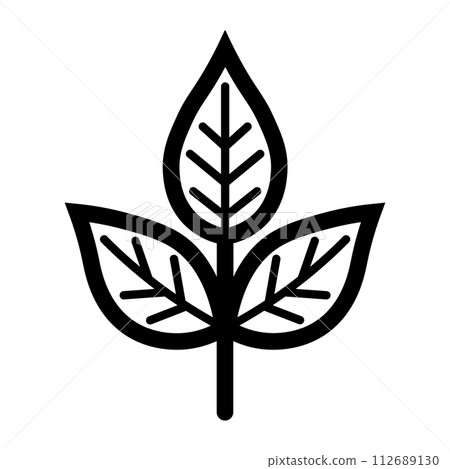 black vector leaves icon on white background 112689130
