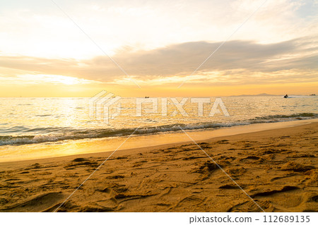 beautiful tropical beach and sea with twilight sky beautiful tropical beach and sea with twilight sky 112689135