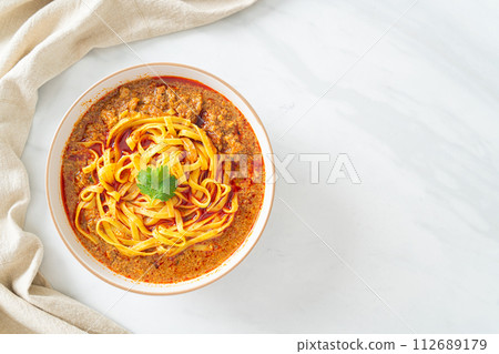 Spicy Chinese Yunnan Noodles Soup or Kwa Meng 112689179