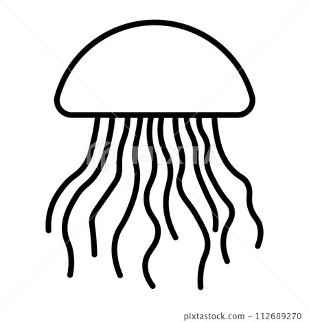 black vector jellyfish icon on white background 112689270