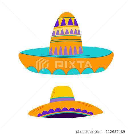 Cartoon Mexican sombrero. Mexican hat fiesta party Cartoon Mexican sombrero. Mexican hat fiesta party 112689489