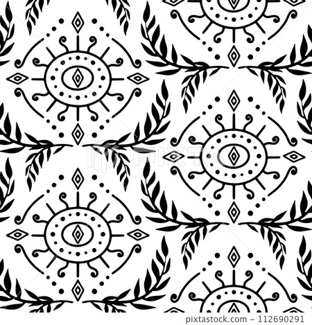 Seamless black Damask pattern on a white background Seamless black Damask pattern on a white background 112690291