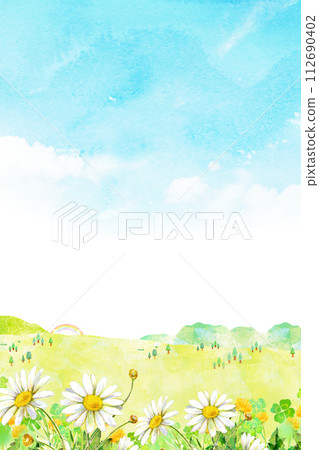 Watercolor illustration Margaret field background material 112690402