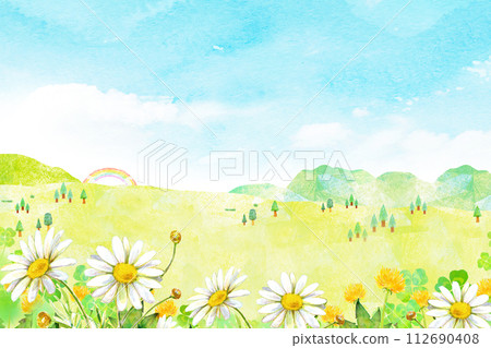 Watercolor illustration Margaret field background material 112690408