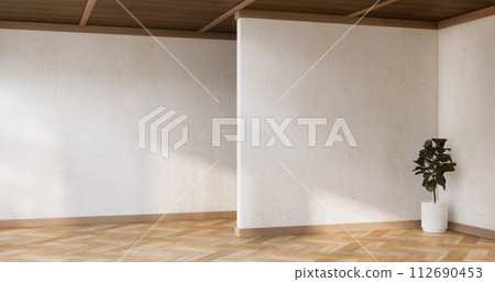 Muji style, Empty wooden room,Cleaning japandi room interior 112690453