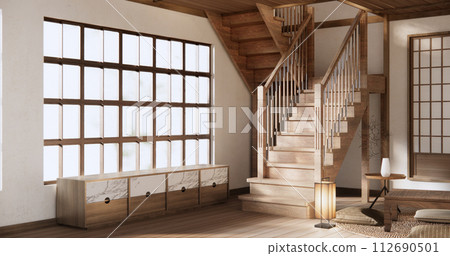 Modern with low table and pillow on minimal room japan style. 112690501