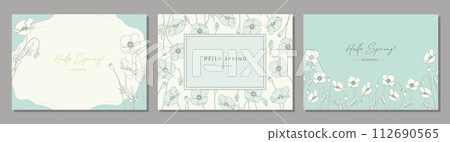 Poppy material set frame background vector illustration simple stylish 112690565