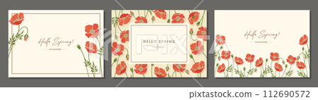 Poppy material set frame background vector illustration simple stylish 112690572