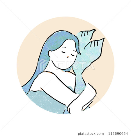 Zodiac sign Pisces girl (round frame) 112690634