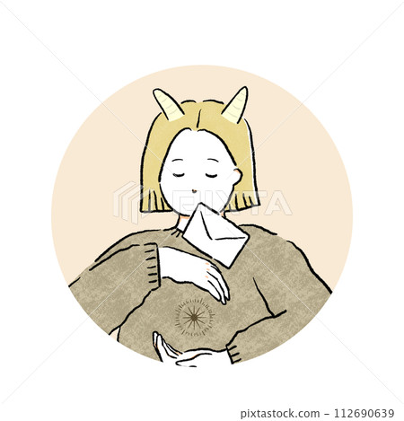 十二生肖摩羯座女孩(圓框) 十二生肖摩羯座女孩(圓框) 112690639