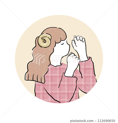 Zodiac sign Aries girl (round frame) 112690650