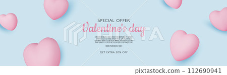 banner with 3d hearts. Holiday banner, web poster, flyer, stylish brochure, greeting card, cover. banner with 3d hearts. Holiday banner, web poster, flyer, stylish brochure, greeting card, cover. 112690941