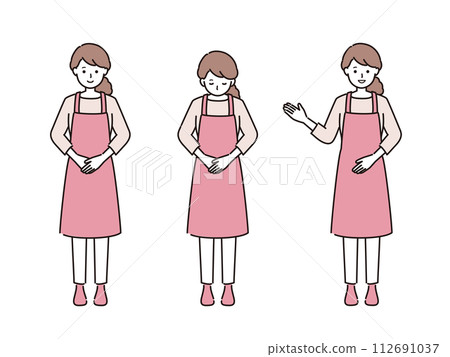 圍裙婦女的向量插圖集 圍裙婦女的向量插圖集 112691037