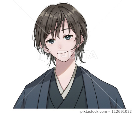 Young man in Japanese clothes, smiling 112691052