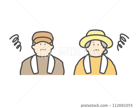 Anxious elderly couple working at a farm 112691055