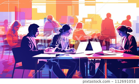 Professional team deliberating decisions at the boardroom table Professional team deliberating decisions at the boardroom table 112691058