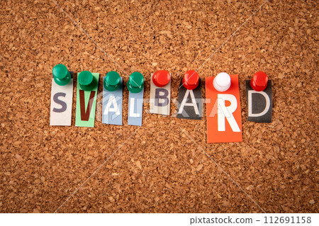 SVALBARD. Letters pinned to a cork notice board 112691158