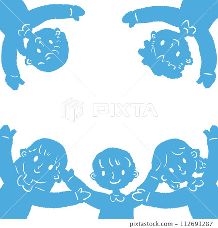 孩子們張開雙臂圍成一個圓圈的插圖 孩子們張開雙臂圍成一個圓圈的插圖 112691287