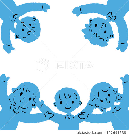 孩子們張開雙臂圍成一個圓圈的插圖 孩子們張開雙臂圍成一個圓圈的插圖 112691288