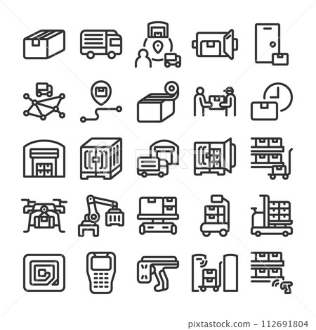 Logistics technology supply chain icon set 112691804