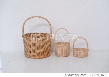 beautiful wicker basket as a background 112691875